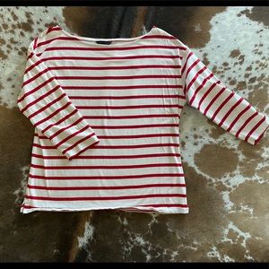 3/4 sleeve TShirt featuring boatneck